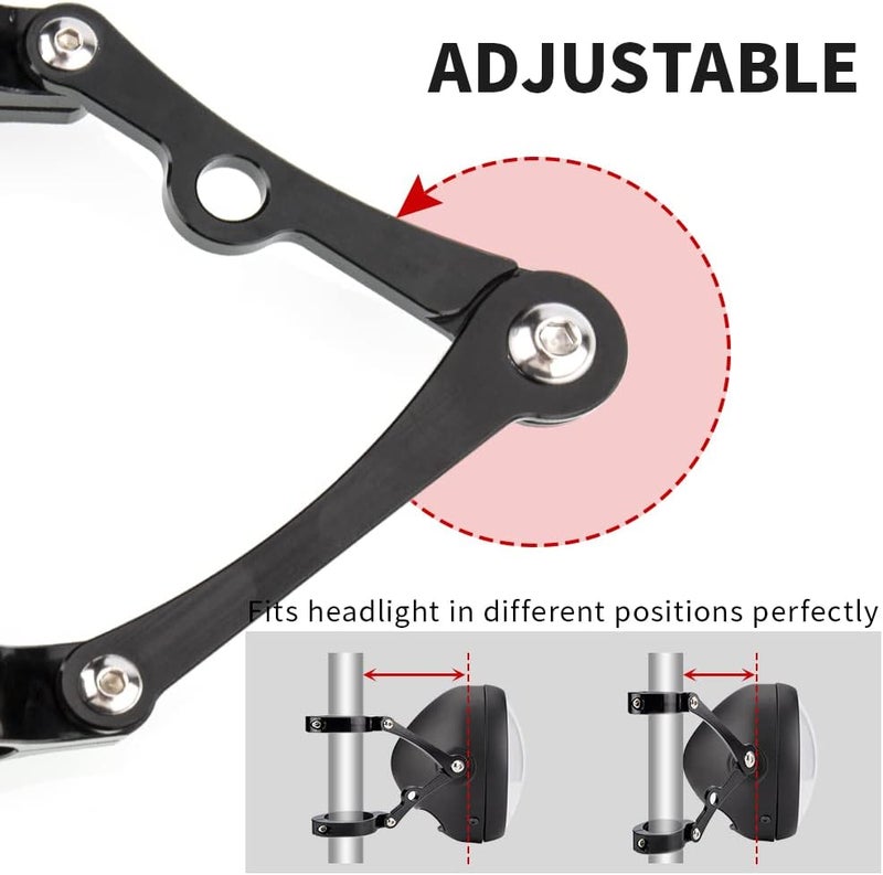 KICRY Universal Motorcycle Headlight Mounting Bracket Black 39-41mm Fork Tubes CNC Aluminum Head Lamp Holder Compatible with Harley Chopper Bobber Cafe Racer (Black, 39-41mm) - Image 3